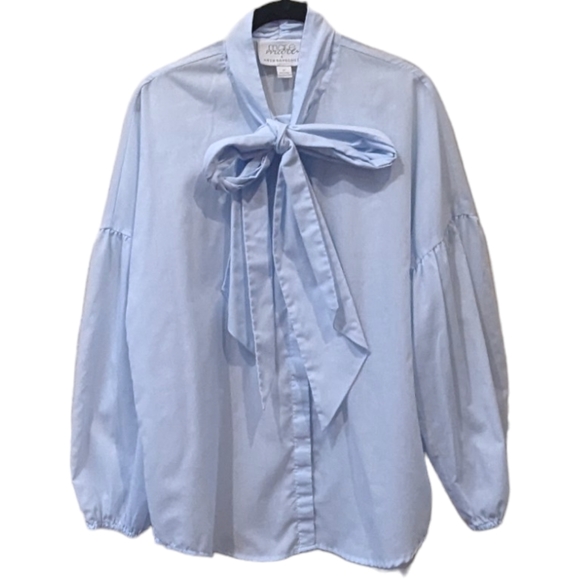 Anthropologie Tops - Anthropologie Mare Mare Bow Tie Button Down Shirt in Blue (M)
